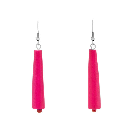 pink hook wooden earrings
